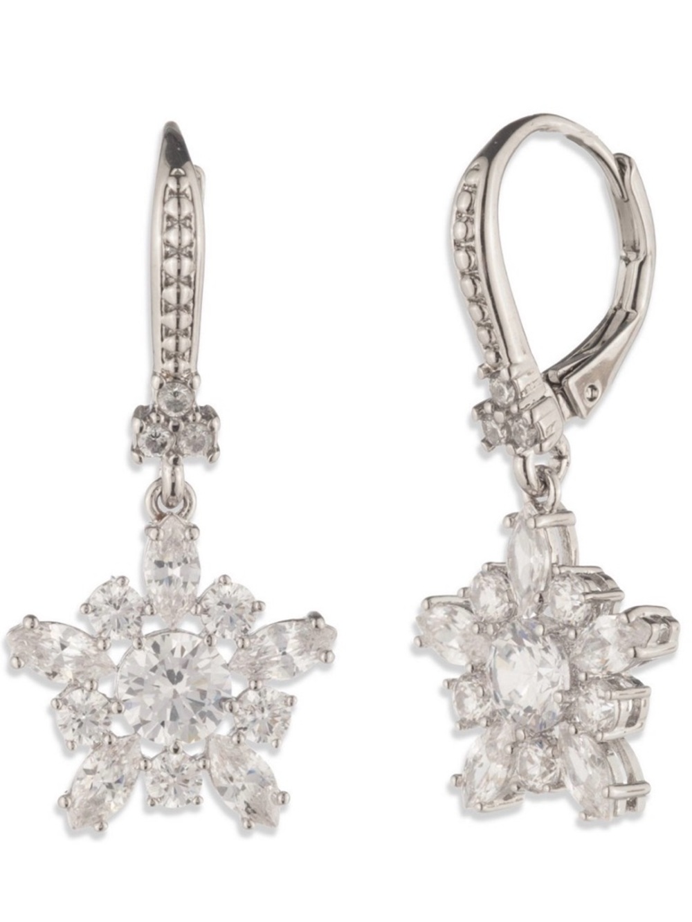NWT! Marchesa Cubic Zirconia Silver-Tone Star Drop Earrings - Picture 3 of 7